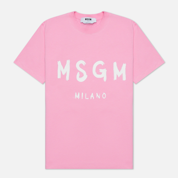 Женская футболка MSGM, цвет розовый, размер L 2000MDM510 200002 12 MSGM Milano Logo - фото 1