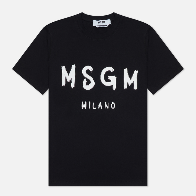 Женская футболка MSGM, цвет чёрный, размер XS 2000MDM510 200002 99 MSGM Milano Logo - фото 1