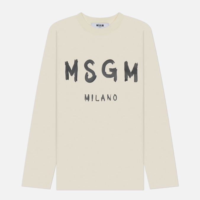 Женский лонгслив MSGM MSGM Milano Logo, цвет бежевый