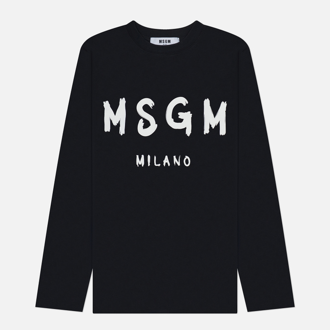 Женский лонгслив MSGM MSGM Milano Logo, цвет чёрный
