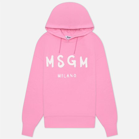 фото Женская толстовка msgm msgm milano logo unbrushed hoodie, цвет розовый, размер xs
