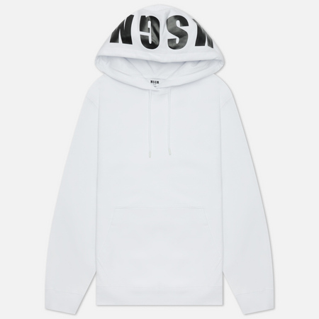 Женская толстовка MSGM Maxilogo Basic Unbrushed Hoodie, цвет белый, размер S