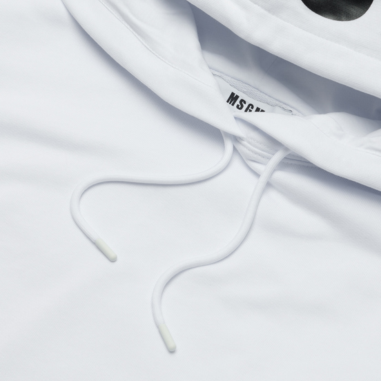 Женская толстовка MSGM Maxilogo Basic Unbrushed Hoodie Optical White/Black
