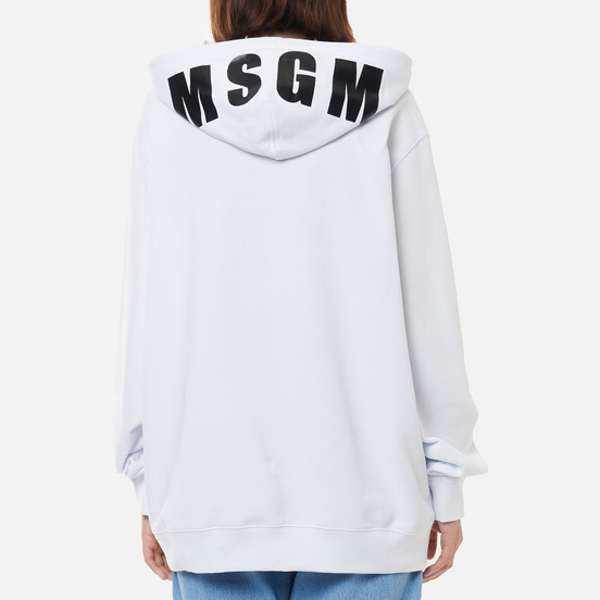 Женская толстовка MSGM Maxilogo Basic Unbrushed Hoodie Optical White/Black