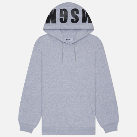 фото Женская толстовка msgm maxi logo print hood, цвет серый, размер xs