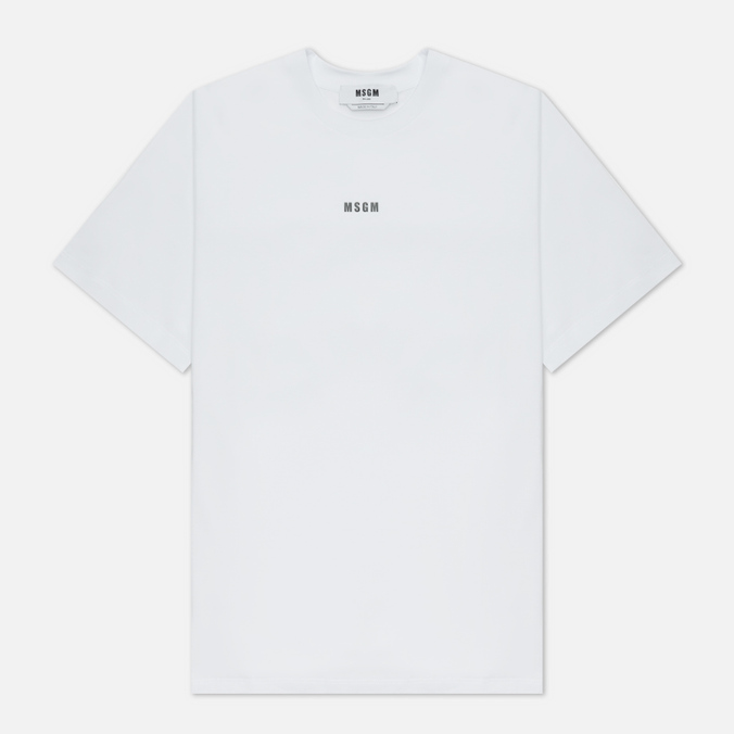 Мужская футболка MSGM, цвет белый, размер XL 2000MM500 200002 01 Micrologo Basic Crew Neck - фото 1