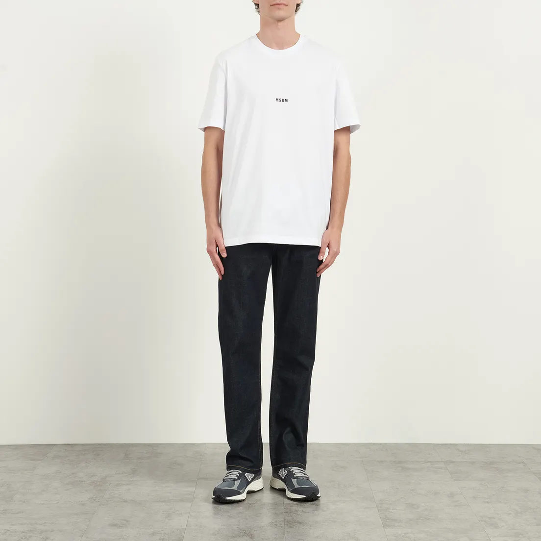 MSGM Мужская футболка Micrologo Basic Crew Neck