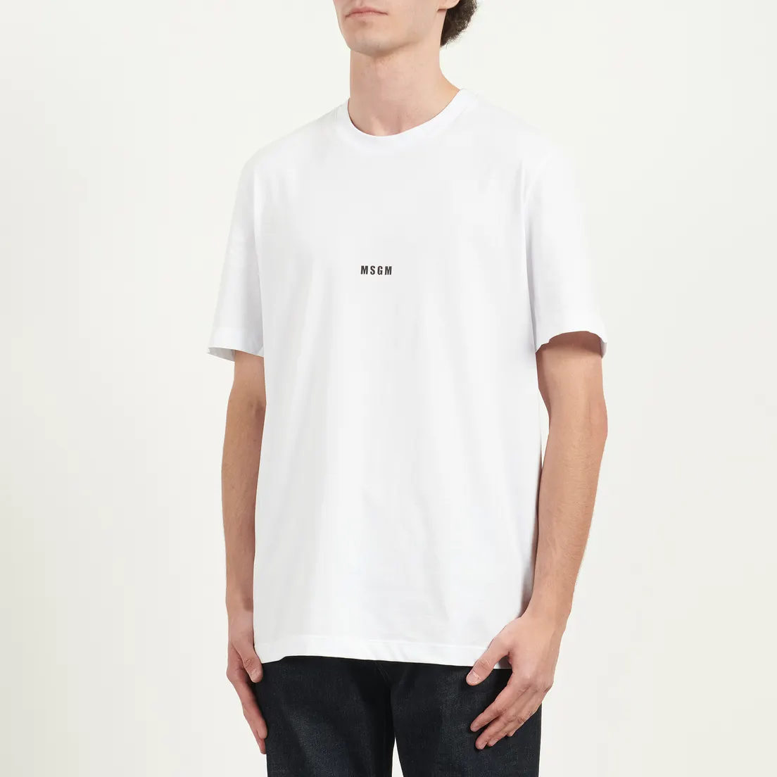 MSGM Мужская футболка Micrologo Basic Crew Neck
