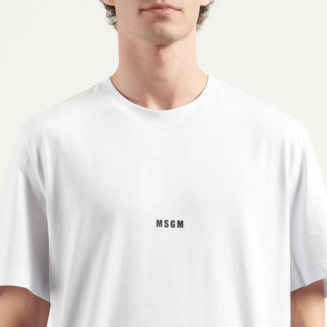 MSGM Мужская футболка Micrologo Basic Crew Neck