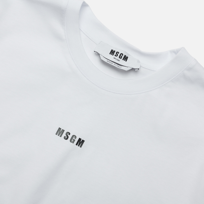 Мужская футболка MSGM, цвет белый, размер XL 2000MM500 200002 01 Micrologo Basic Crew Neck - фото 2