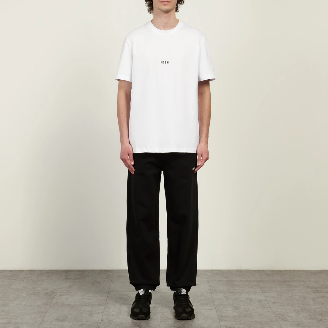 MSGM Мужская футболка Micrologo Basic Crew Neck