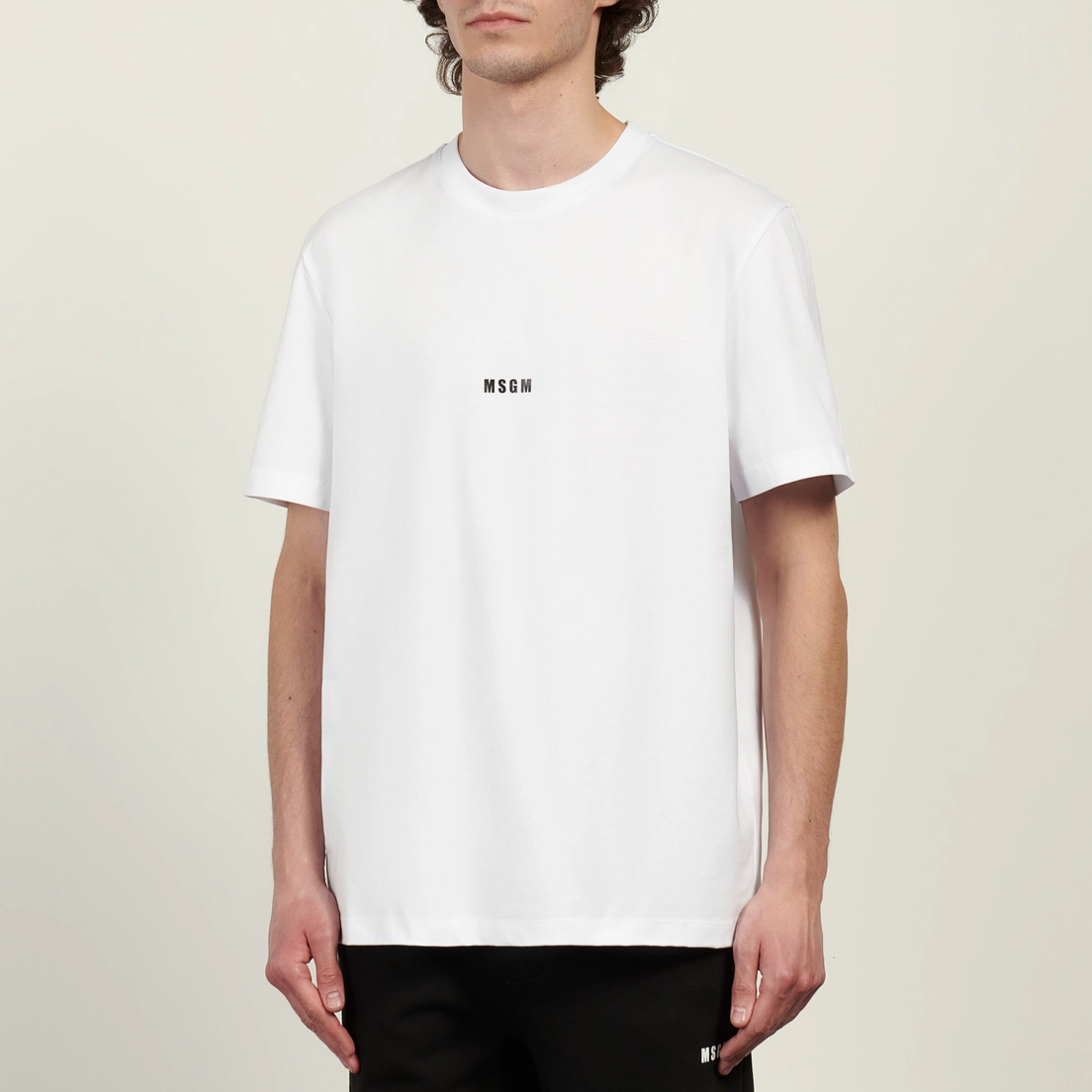 MSGM Мужская футболка Micrologo Basic Crew Neck
