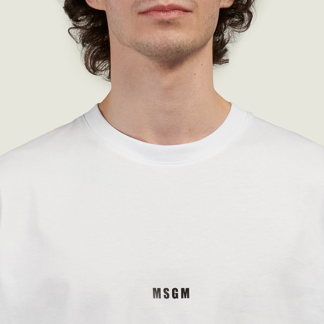 MSGM Мужская футболка Micrologo Basic Crew Neck