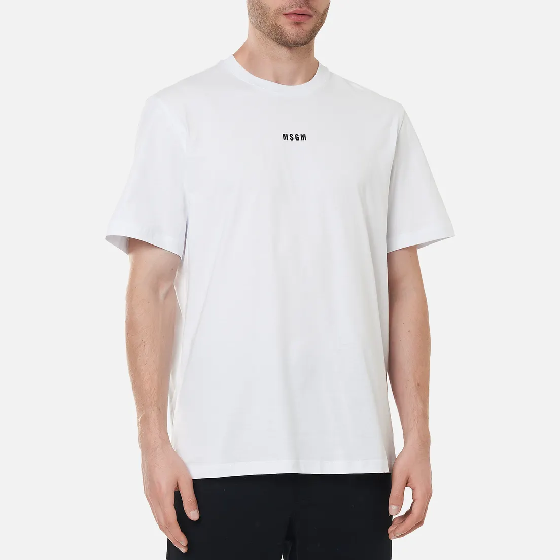 MSGM Мужская футболка Micrologo Basic Crew Neck
