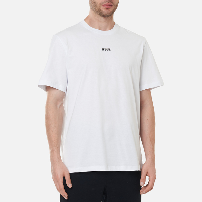 Мужская футболка MSGM, цвет белый, размер XL 2000MM500 200002 01 Micrologo Basic Crew Neck - фото 3