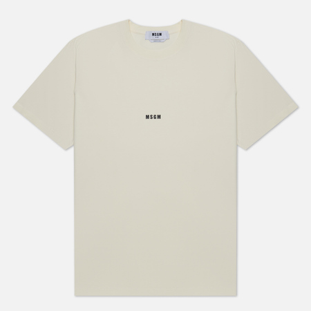 Мужская футболка MSGM Micrologo Basic Crew Neck, цвет бежевый, размер L