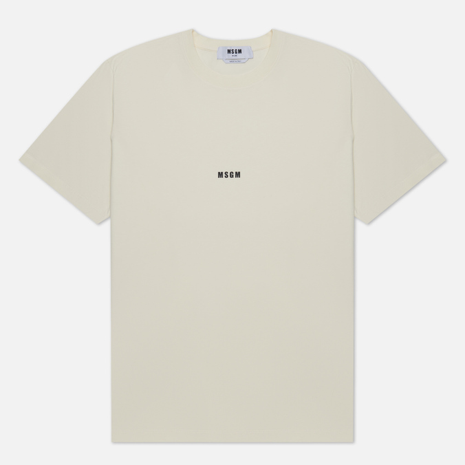 Мужская футболка MSGM Micrologo Basic Crew Neck, цвет бежевый