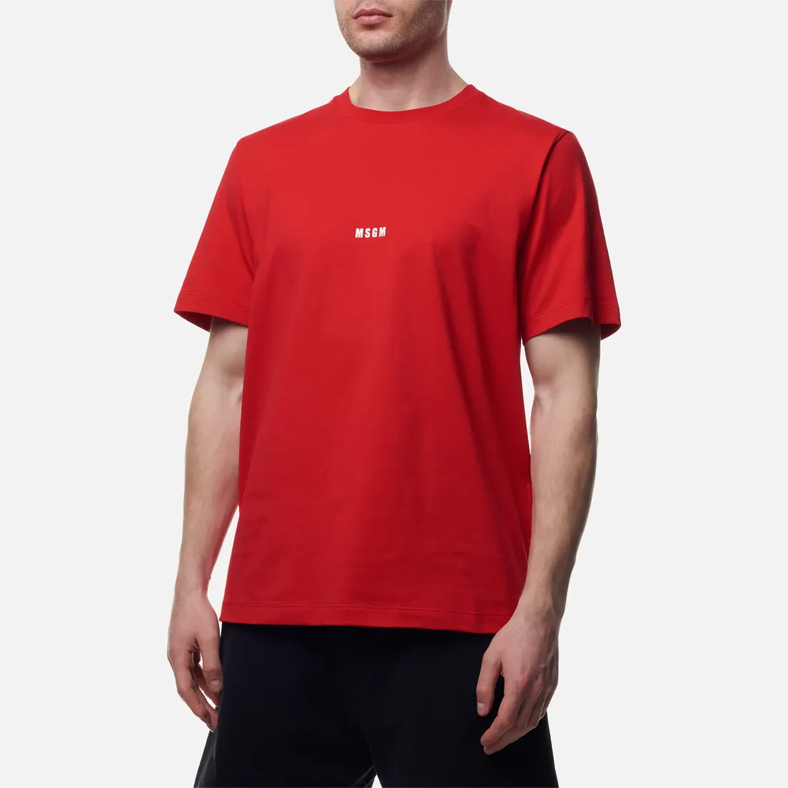 MSGM Мужская футболка Micrologo Basic Crew Neck