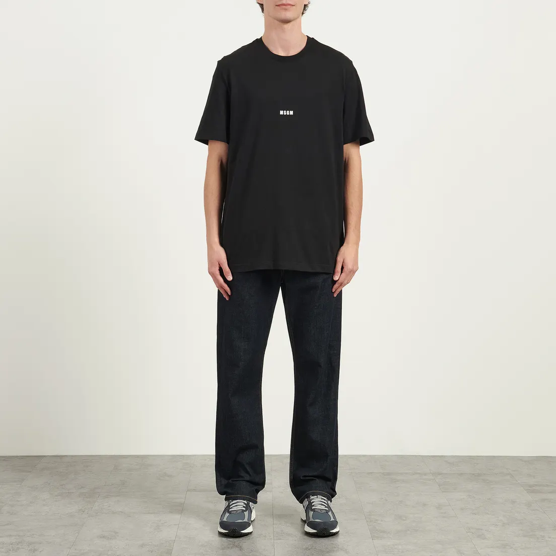 MSGM Мужская футболка Micrologo Basic Crew Neck