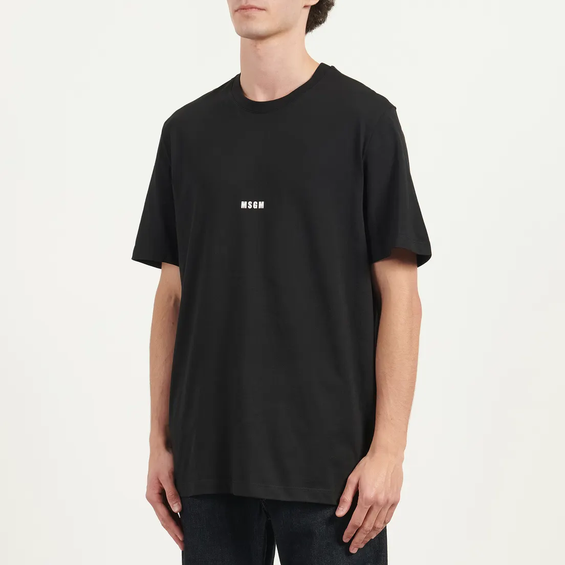 MSGM Мужская футболка Micrologo Basic Crew Neck