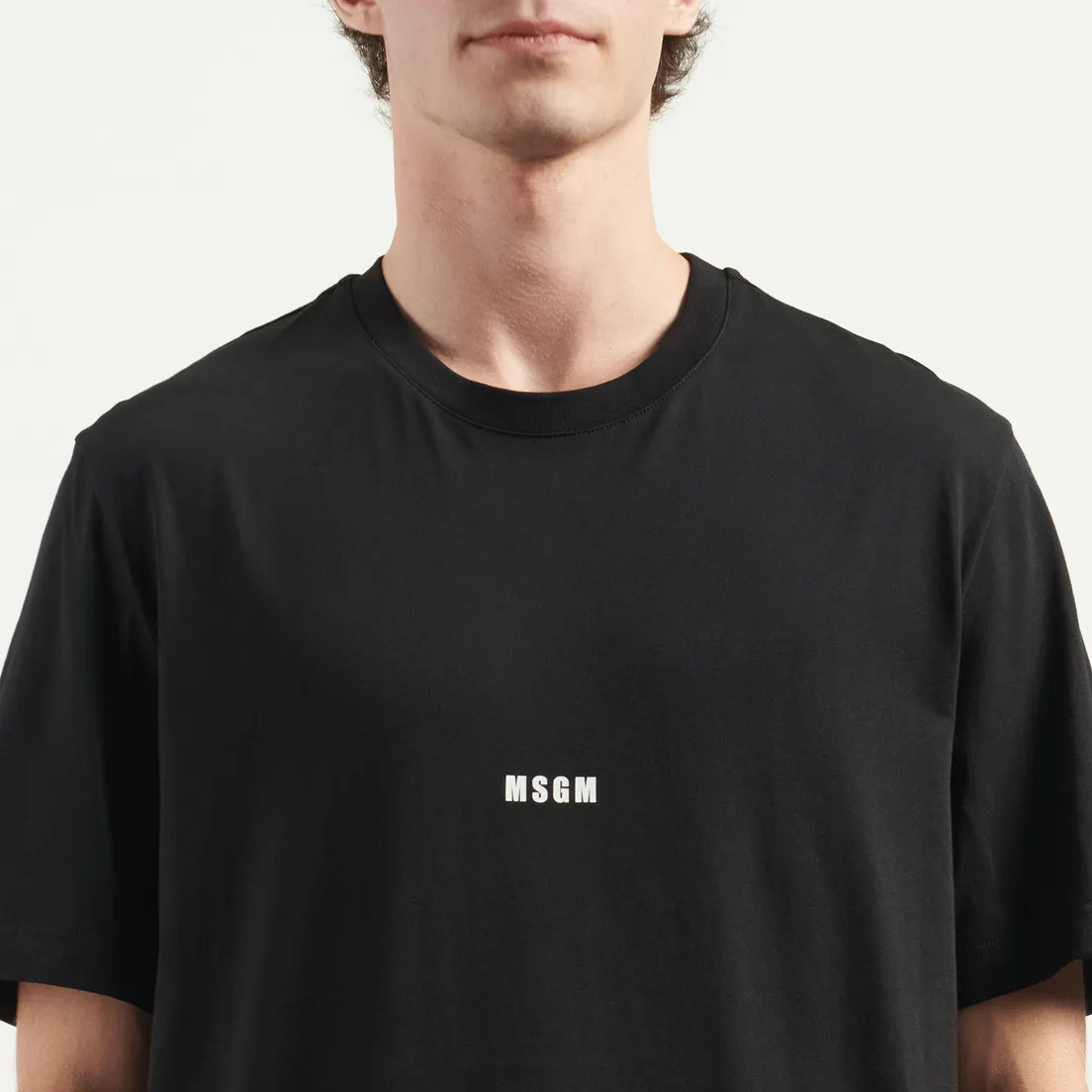 MSGM Мужская футболка Micrologo Basic Crew Neck
