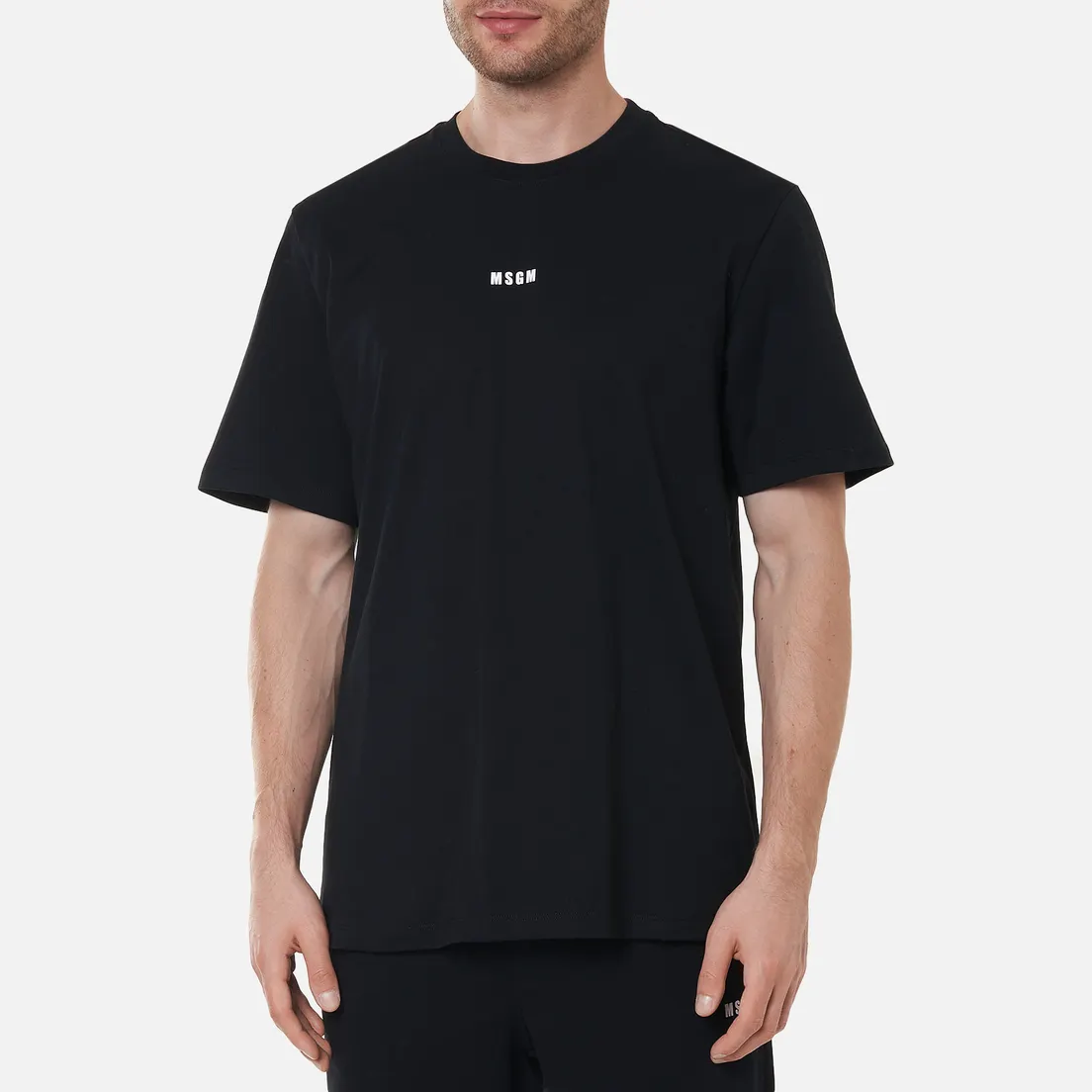 MSGM Мужская футболка Micrologo Basic Crew Neck
