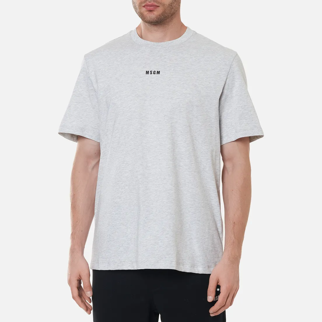 MSGM Мужская футболка Micrologo Basic Crew Neck