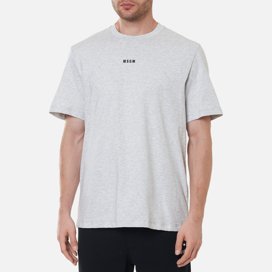 Мужская футболка MSGM Micrologo Basic Crew Neck Lght Grey Melange/Black