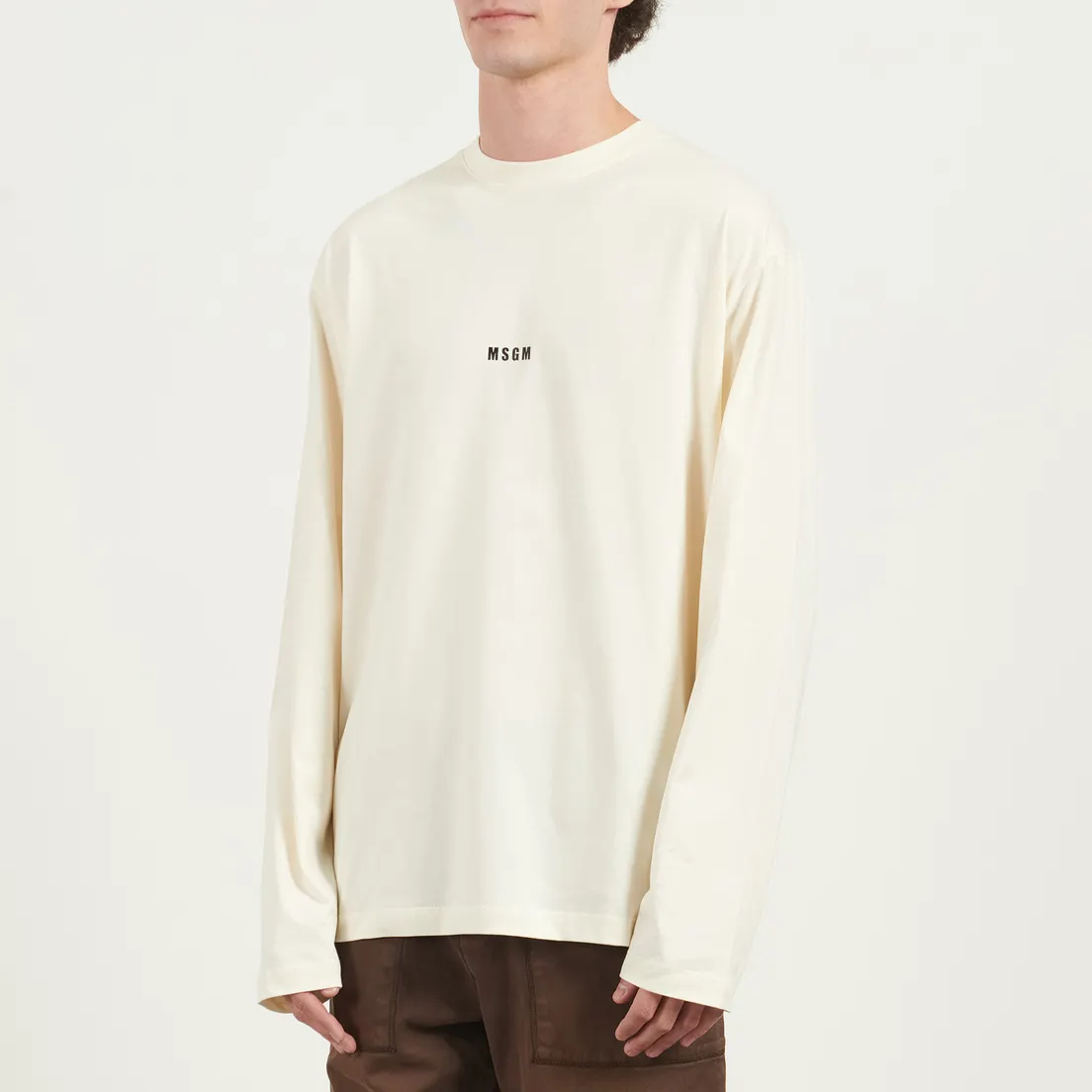 MSGM Мужской лонгслив Micrologo Basic Crew Neck