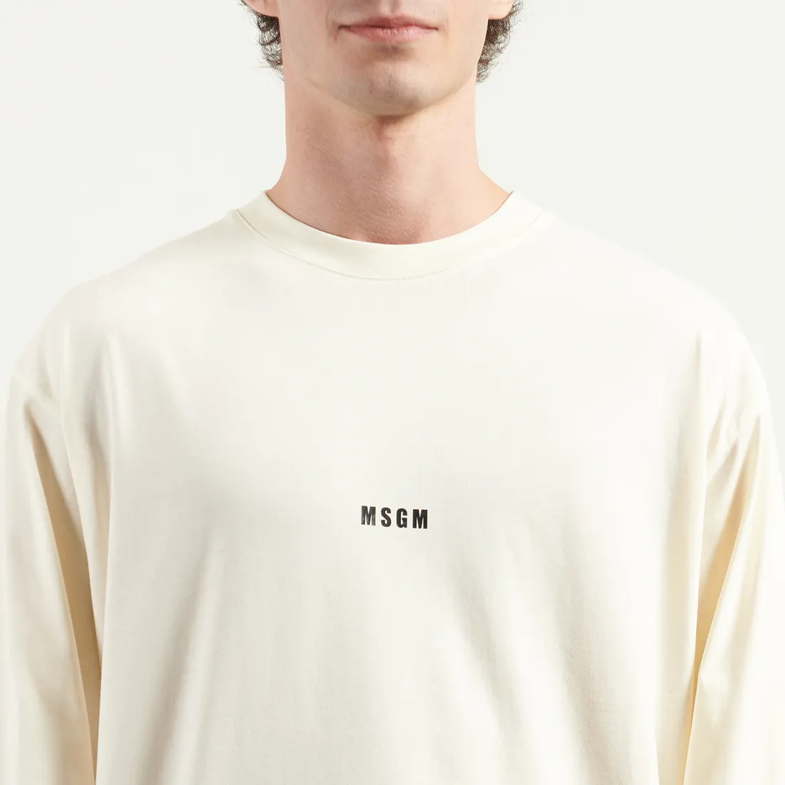 MSGM Мужской лонгслив Micrologo Basic Crew Neck