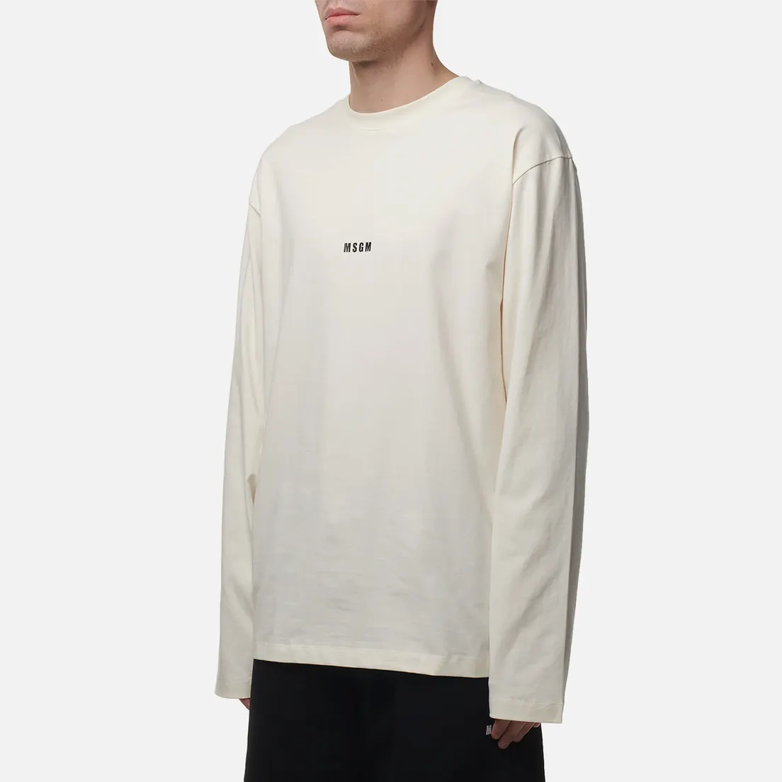 MSGM Мужской лонгслив Micrologo Basic Crew Neck