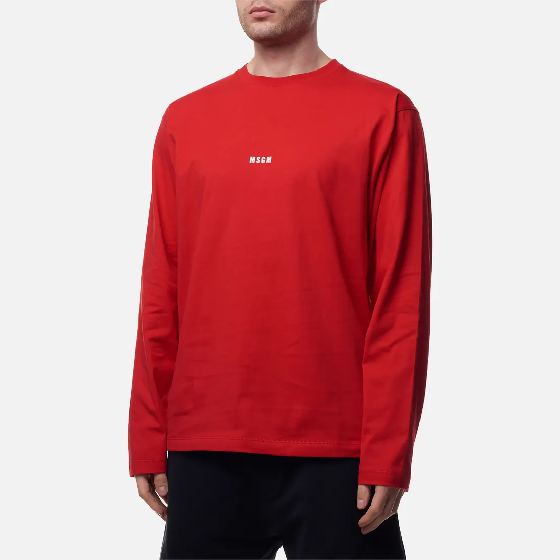 MSGM Мужской лонгслив Micrologo Basic Crew Neck