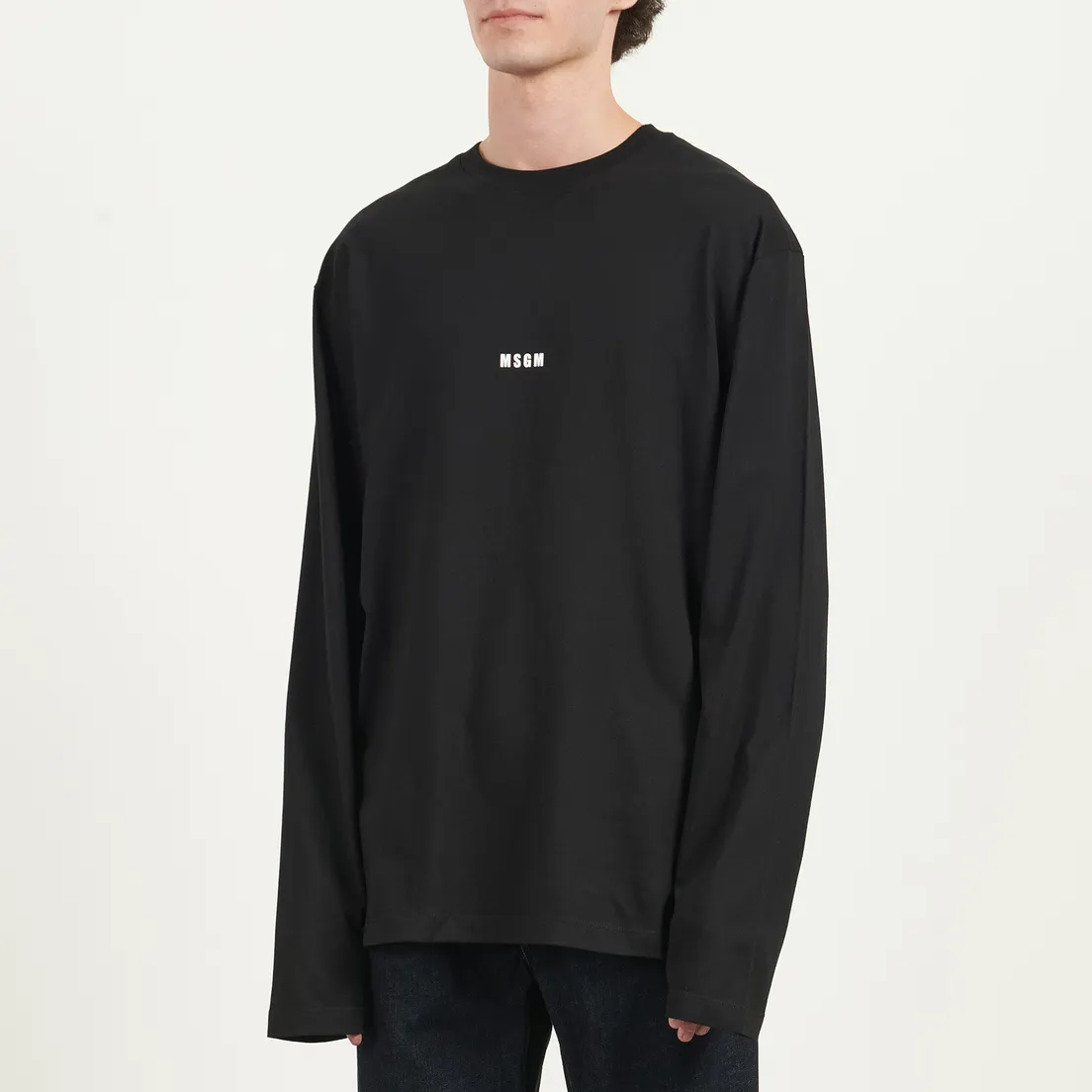 MSGM Мужской лонгслив Micrologo Basic Crew Neck