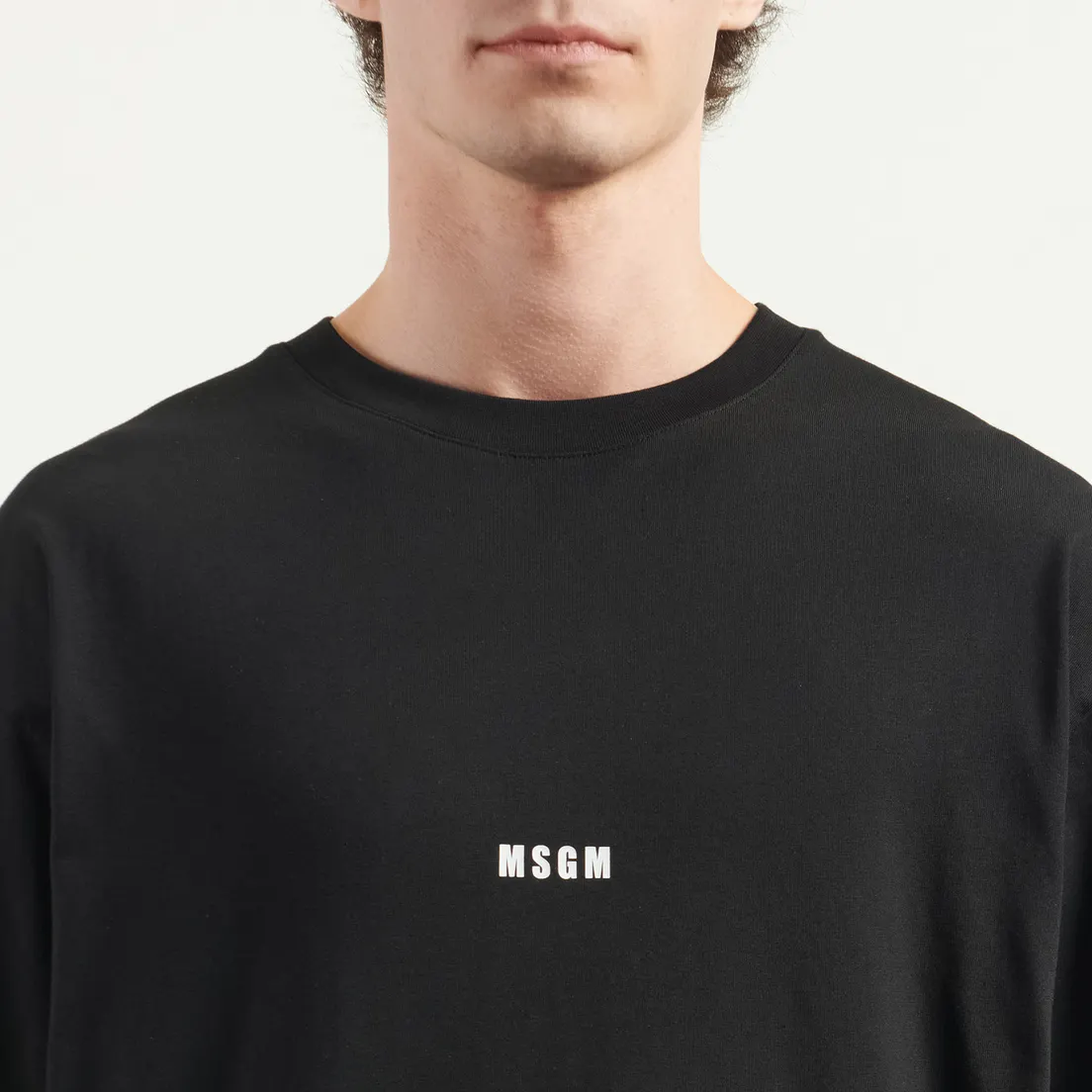 MSGM Мужской лонгслив Micrologo Basic Crew Neck