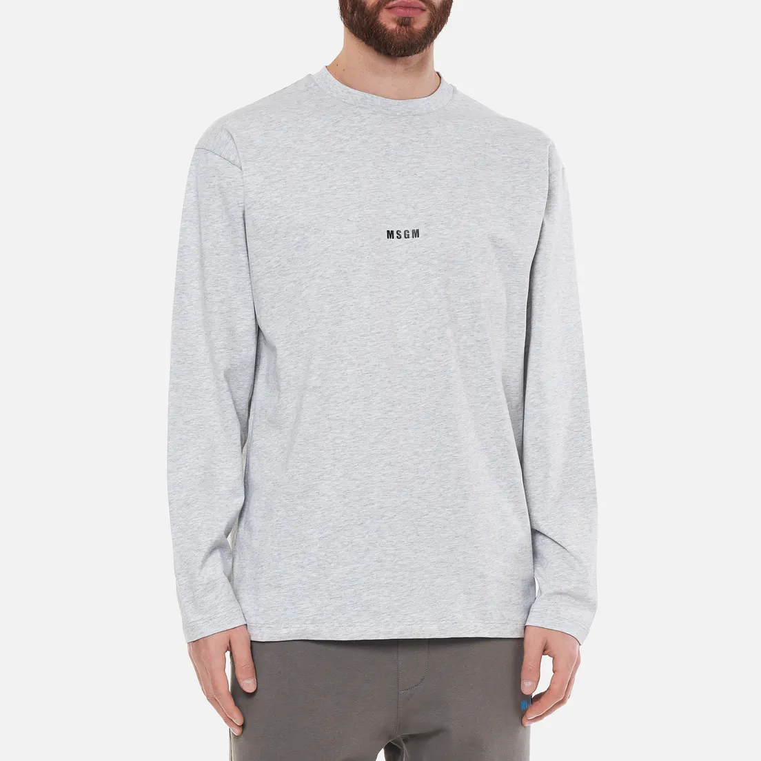 MSGM Мужской лонгслив Micrologo Basic Crew Neck