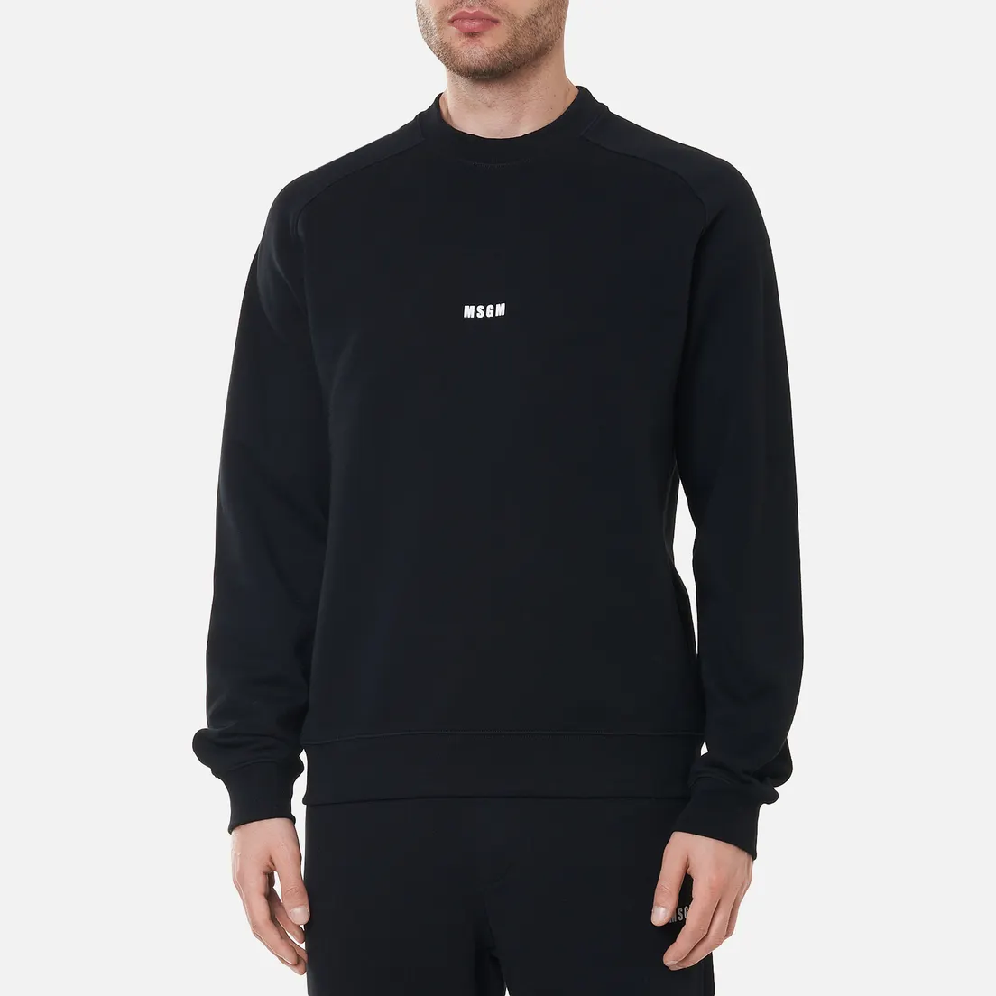 MSGM Мужская толстовка Micrologo Basic Unbrushed Crew Neck