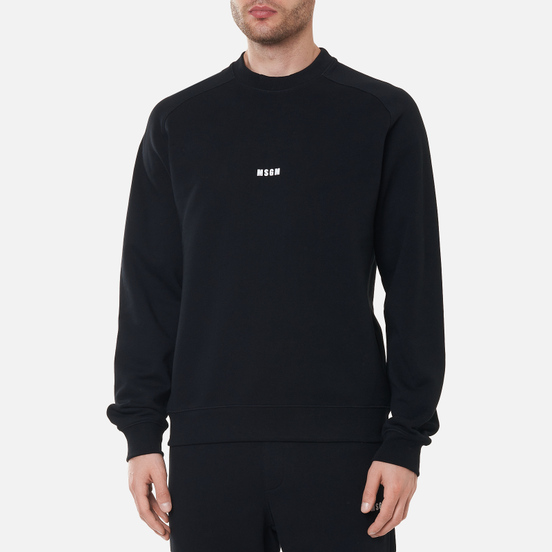 Мужская толстовка MSGM Micrologo Basic Unbrushed Crew Neck Black/White