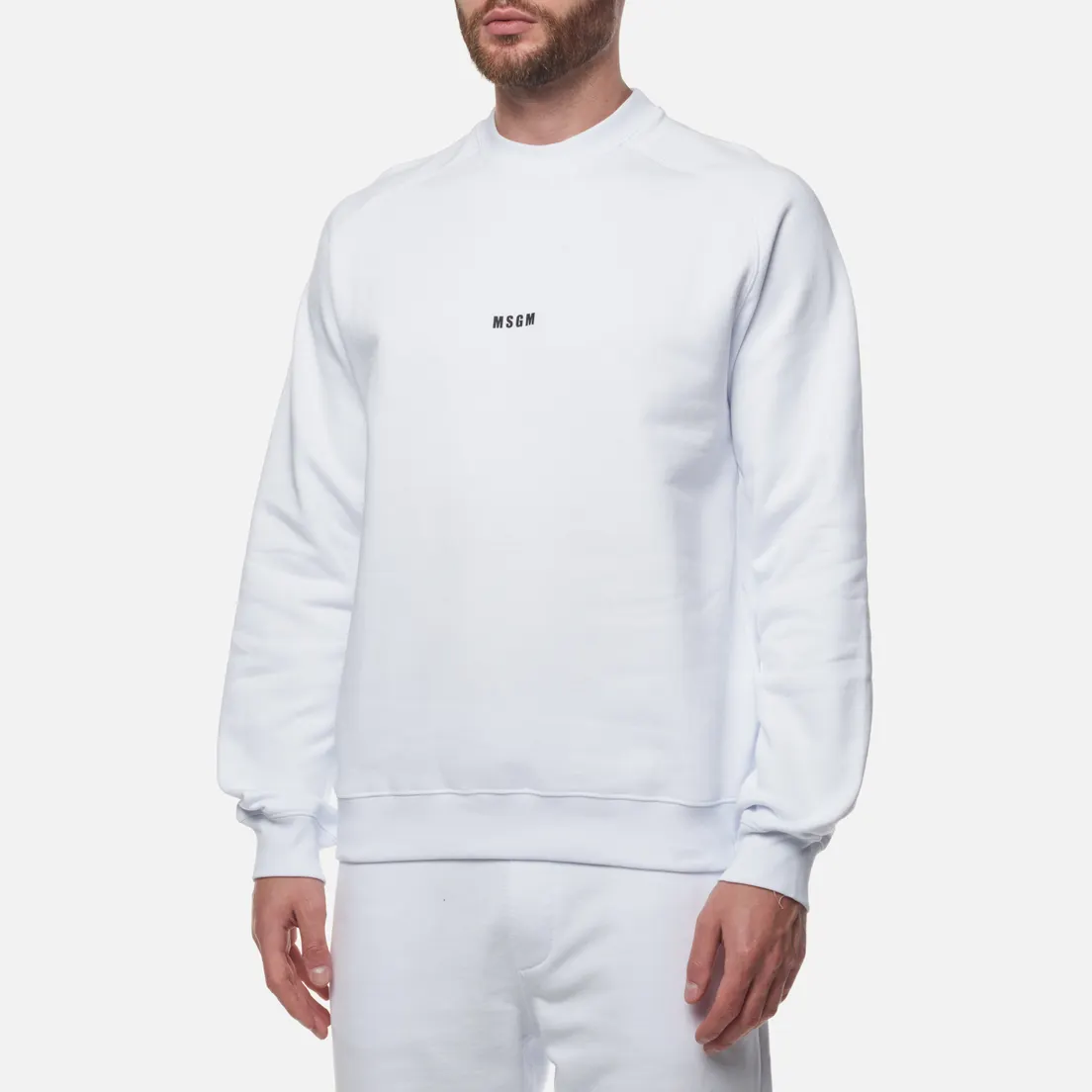 MSGM Мужская толстовка Micrologo Basic Brushed Crew Neck