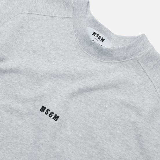 Мужская толстовка MSGM Micrologo Basic Unbrushed Crew Neck Lght Grey Melange/Black