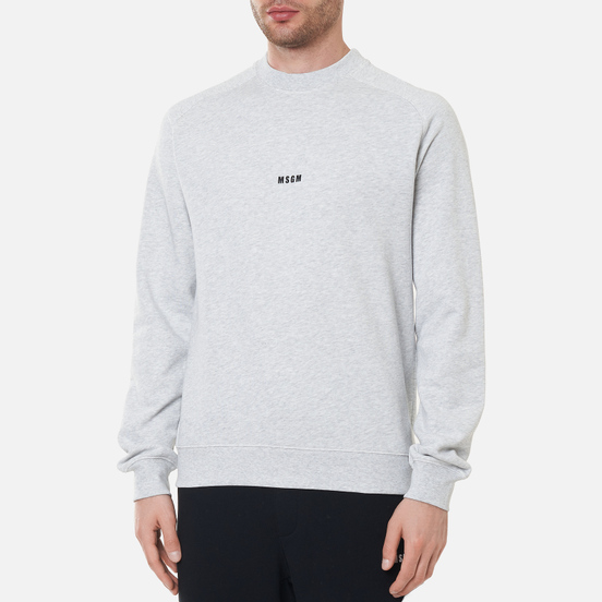 Мужская толстовка MSGM Micrologo Basic Unbrushed Crew Neck Lght Grey Melange/Black