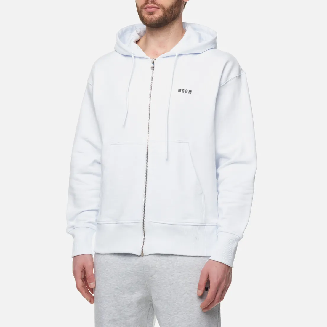 MSGM Мужская толстовка Micrologo Full Zip Hoodie