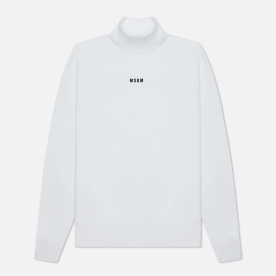 Мужская толстовка MSGM Micrologo Basic Unbrushed High Collar Optical White/Black