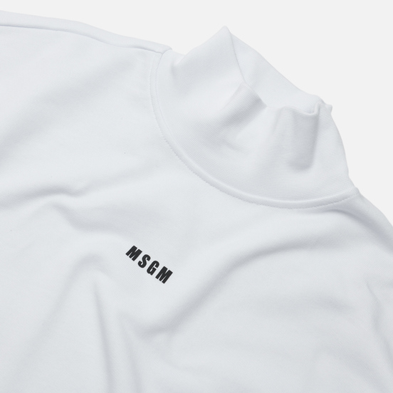 Мужская толстовка MSGM Micrologo Basic Unbrushed High Collar Optical White/Black