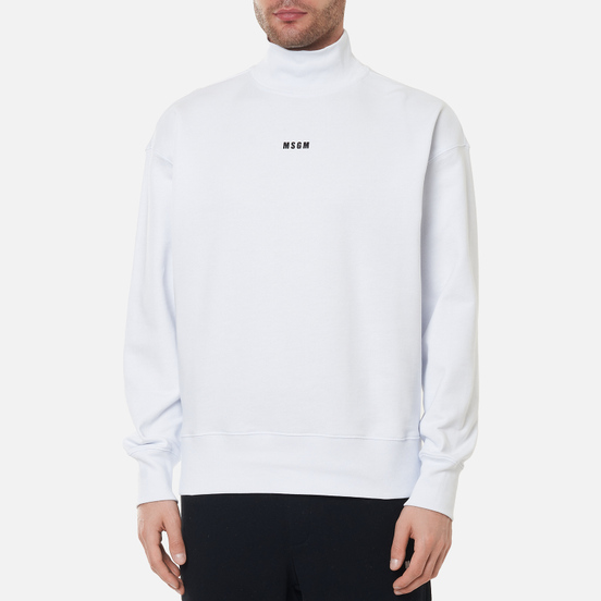 Мужская толстовка MSGM Micrologo Basic Unbrushed High Collar Optical White/Black