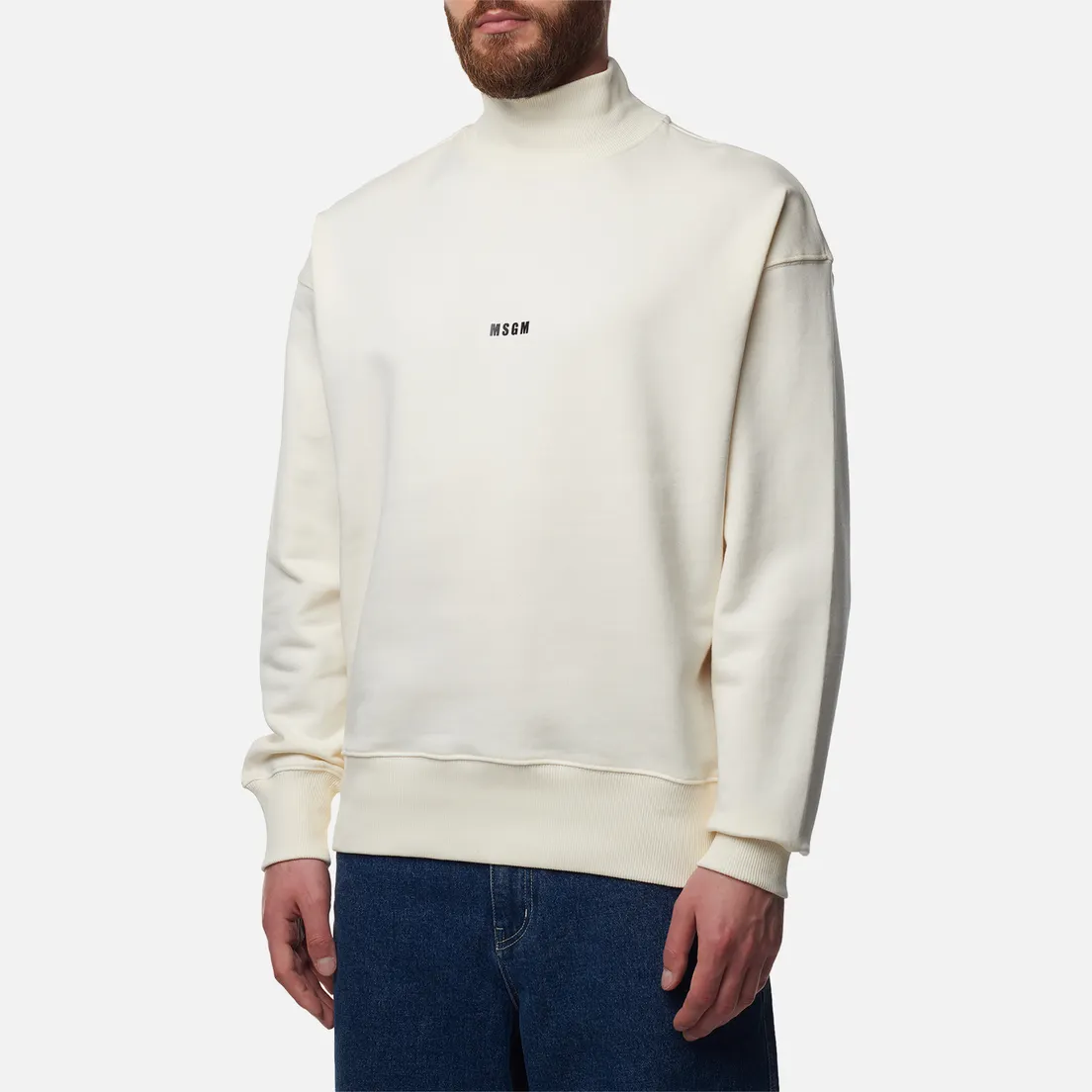 MSGM Мужская толстовка Micrologo Basic Unbrushed High Collar