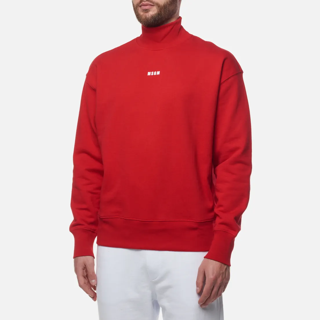 MSGM Мужская толстовка Micrologo Basic Unbrushed High Collar