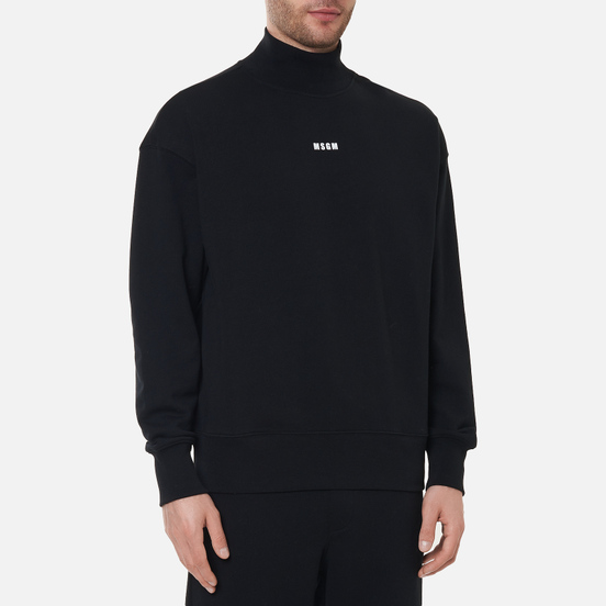 Мужская толстовка MSGM Micrologo Basic Unbrushed High Collar Black/White