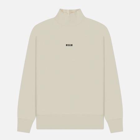 Мужская толстовка MSGM Brushed Printed Micrologo Turtle Neck, цвет бежевый, размер M