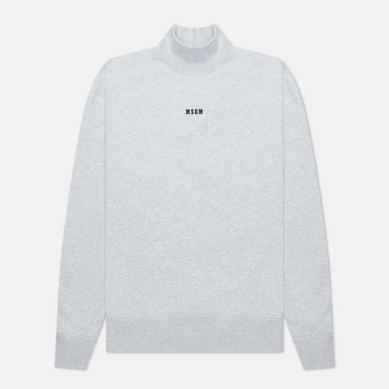 Мужская толстовка MSGM Micrologo Basic Unbrushed High Collar Lght Grey Melange/Black