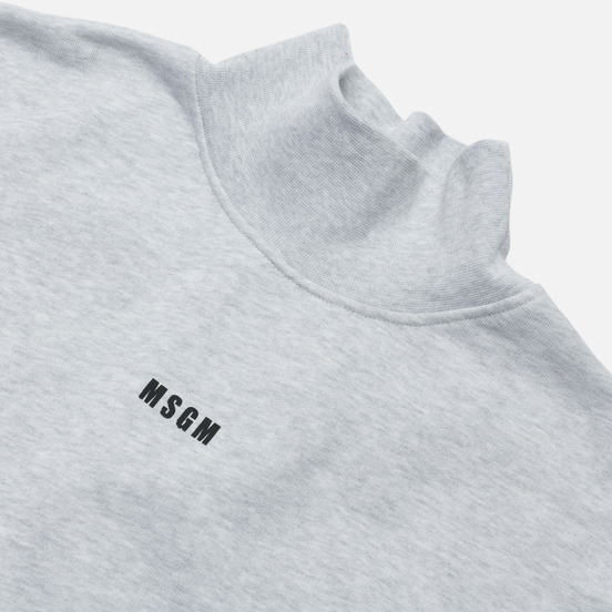 Мужская толстовка MSGM Micrologo Basic Unbrushed High Collar Lght Grey Melange/Black